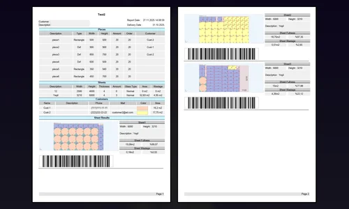 CrystalCAM reporting screen - production process management with QR coded label outputs