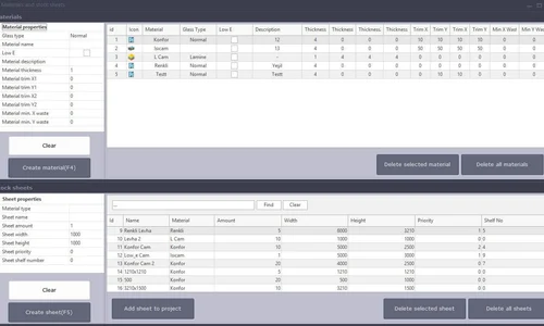 CrystalCAM stock and plates management screen