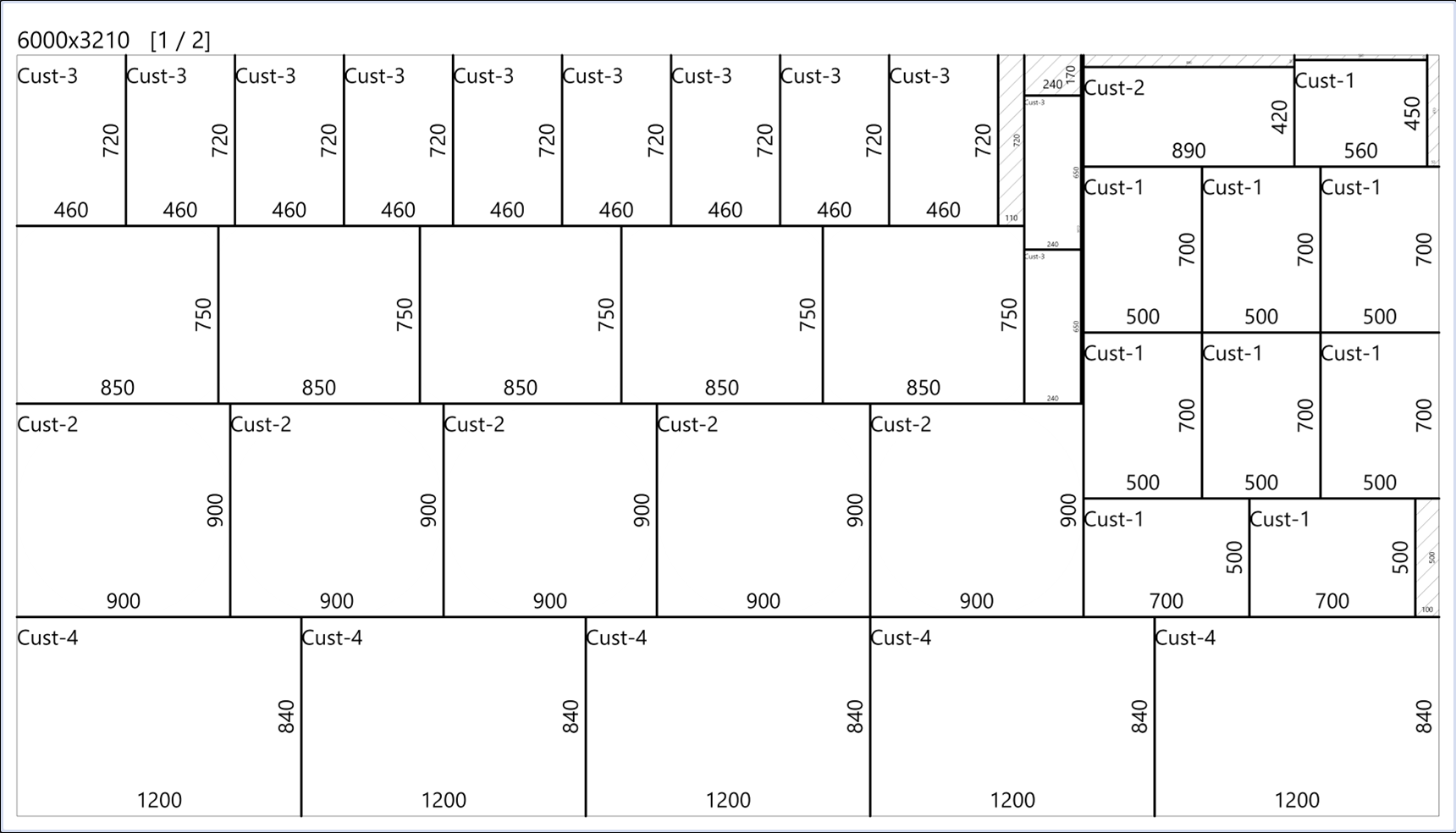 CrystalCAM cutting optimization output - contains the placement of parts on the sheet